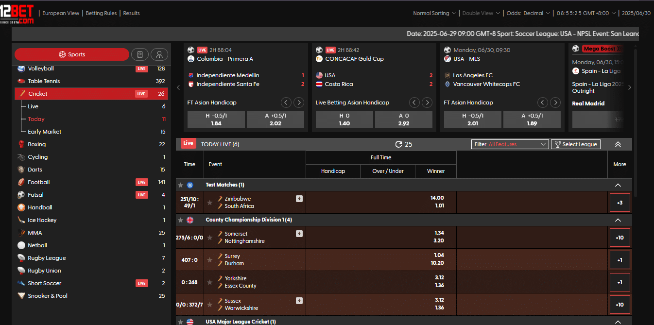 12bet cricket betting bti sports
