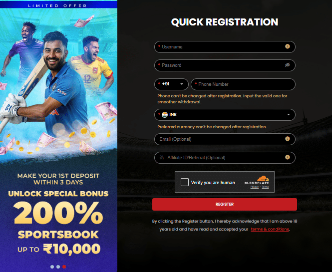 12bet registration page